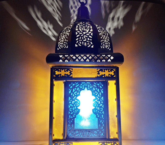 Handmade Moroccan Brass Stained glass Table Lamp / Lantern